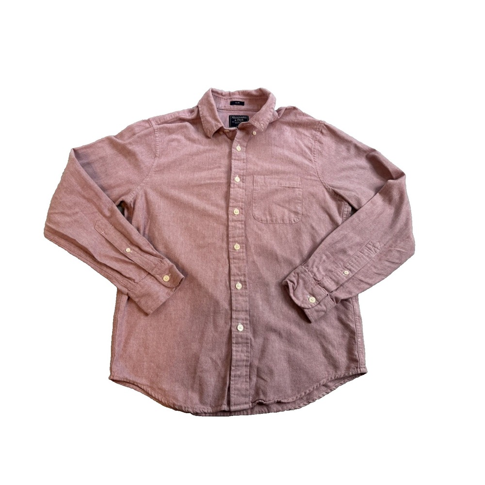Abercrombie & Fitch Slim Fit Shirt Men's Medium Pink Long Sleeve Button Up